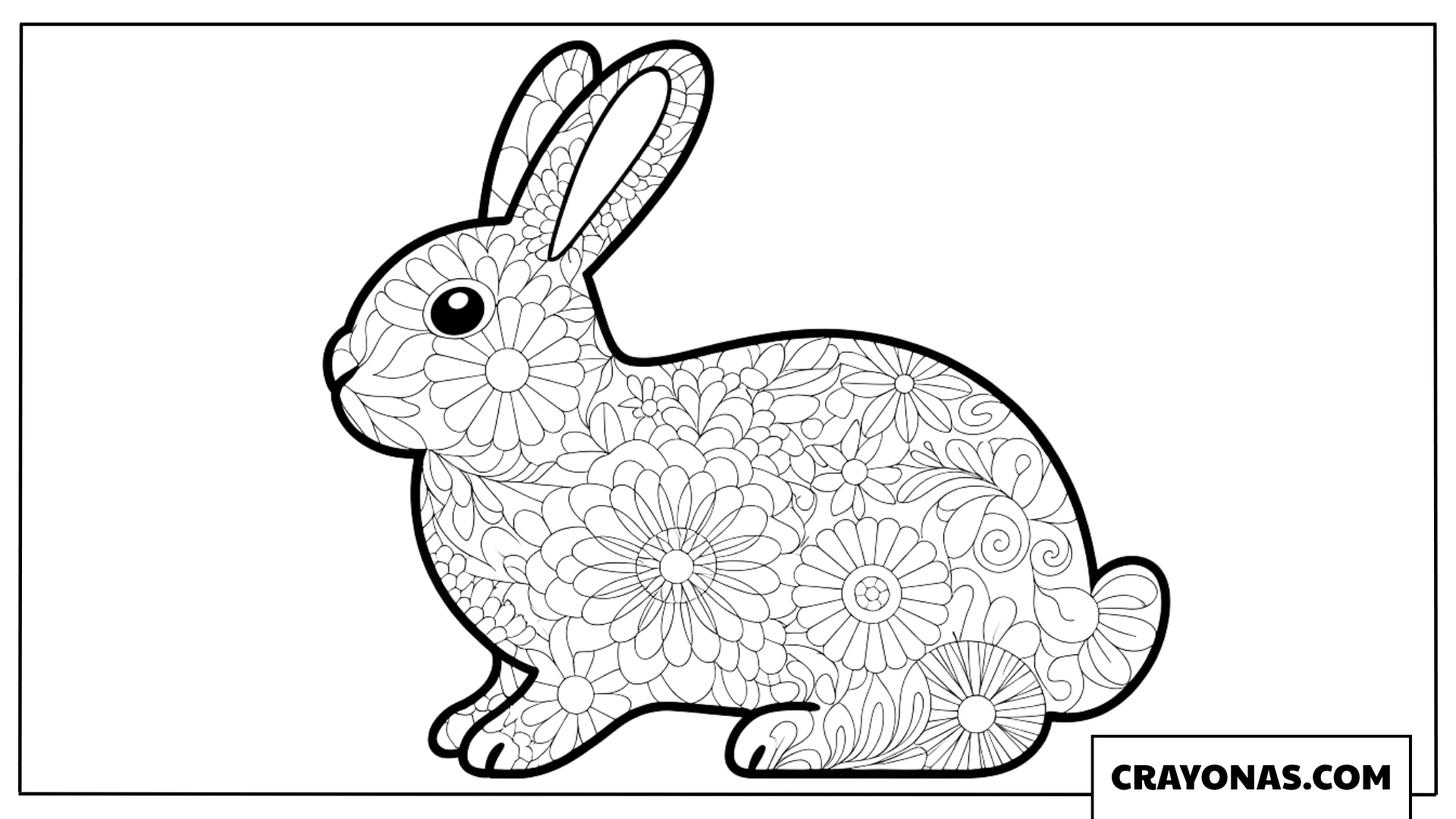 Floral Bunny Mandala Coloring Page