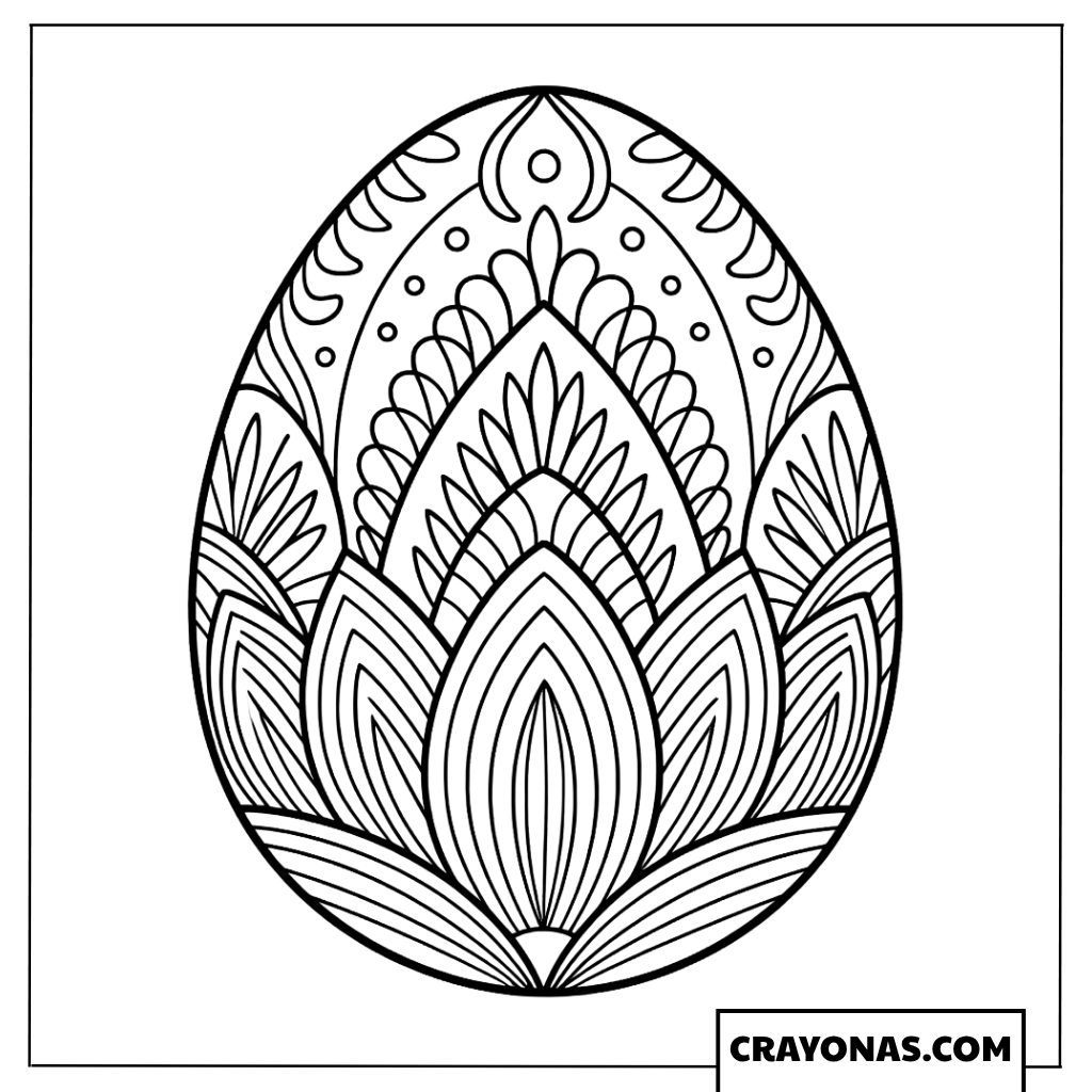 Floral Mandala Easter Egg Coloring Page