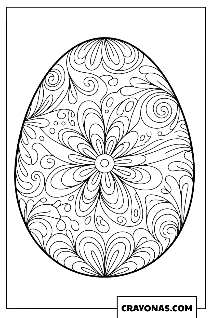 Floral Mandala Easter Egg Coloring Page