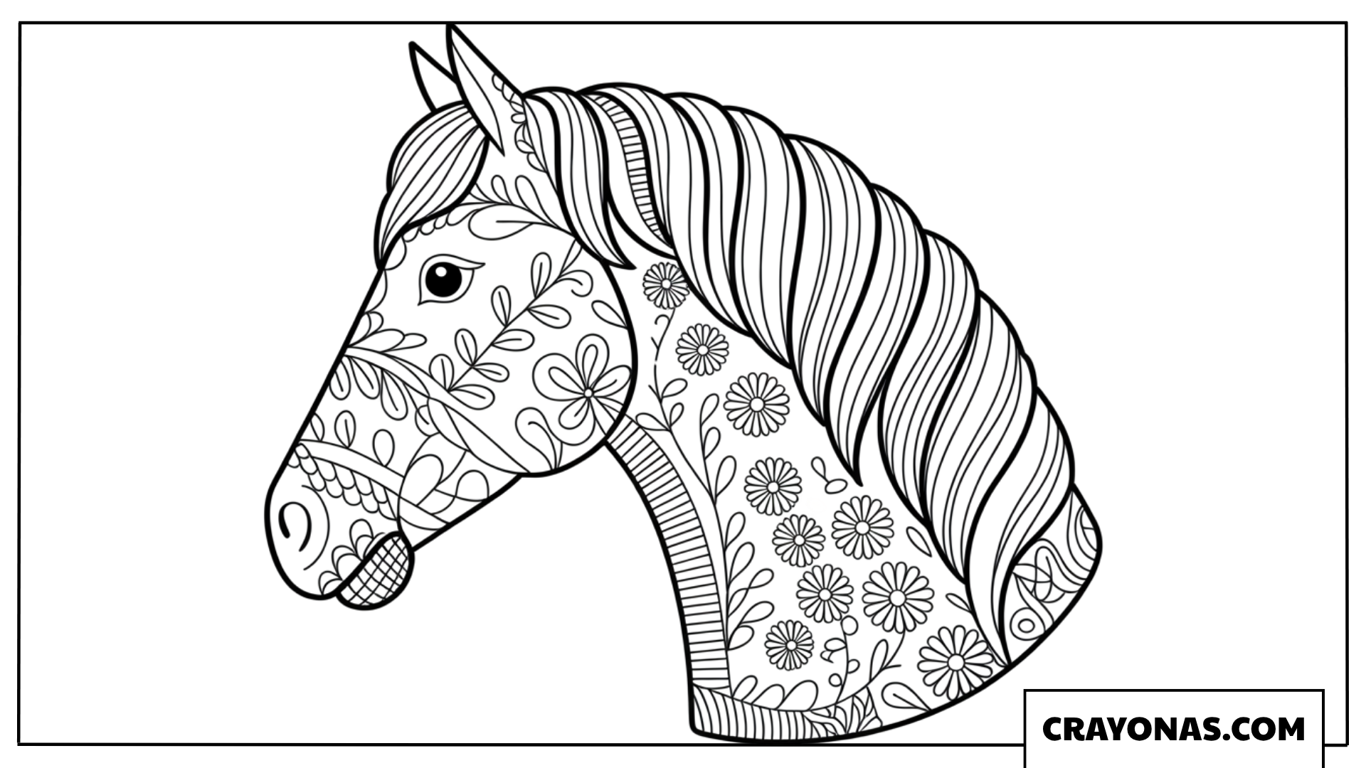 Floral Mandala Horse Head Coloring Page