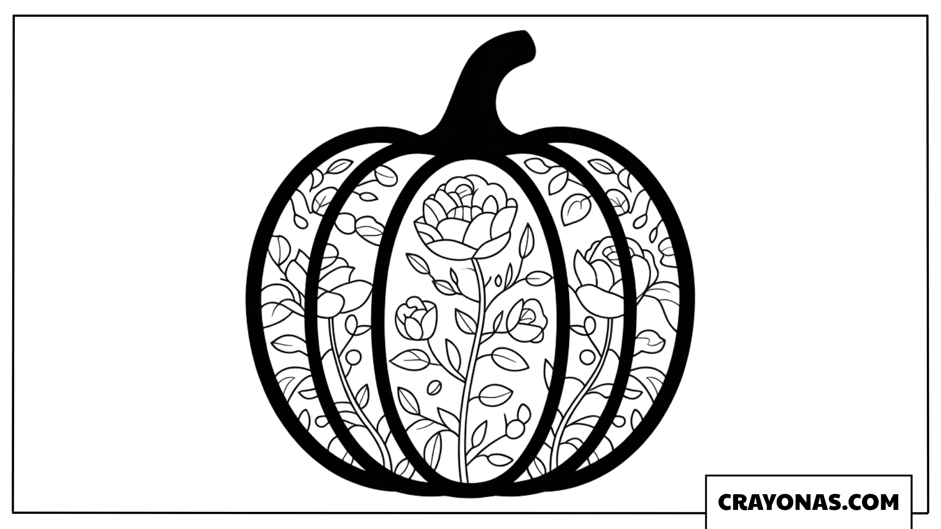 Floral Silhouette Pumpkin Mandala Coloring Page