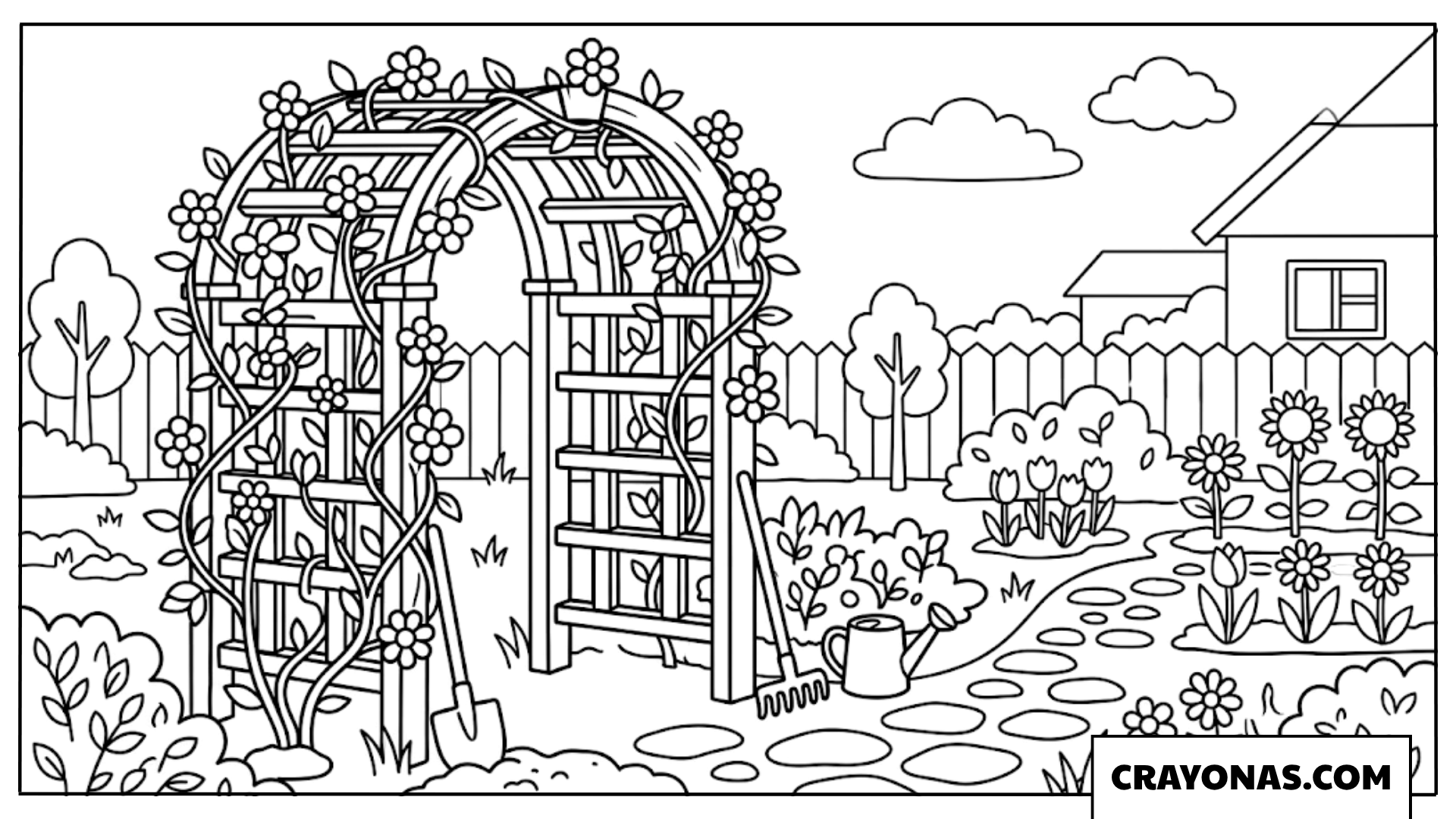 Flower Arch Garden Coloring Page