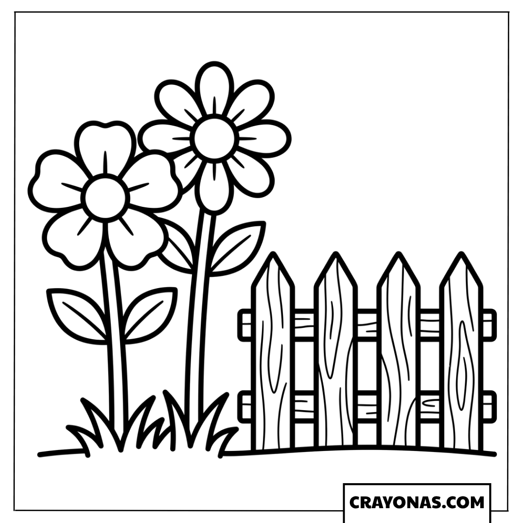 Flower Fence Garden Coloring Page