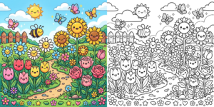 Flower Garden Coloring Pages ft - Flower Garden Coloring Pages ft