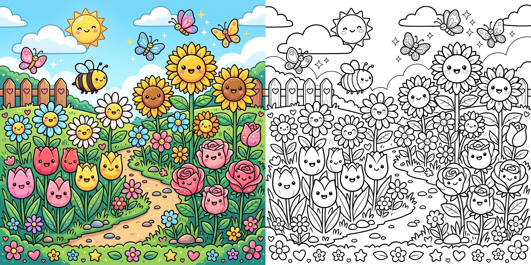 Flower Garden Coloring Pages ft - Flower Garden Coloring Pages ft