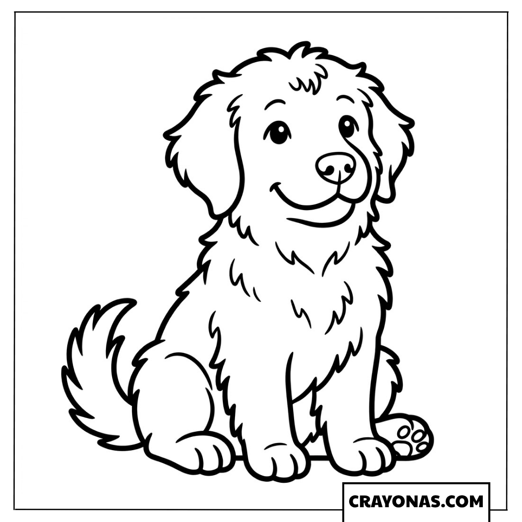 Fluffy Dog Coloring Page