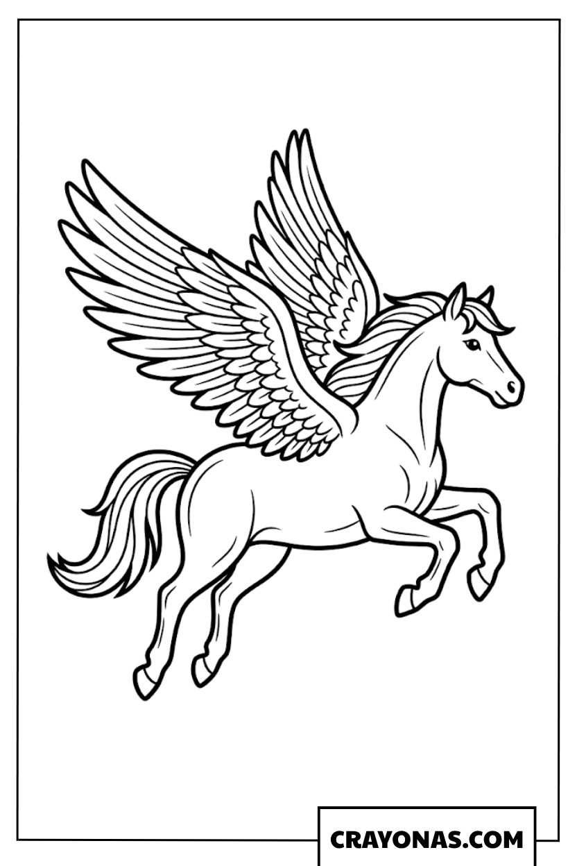 Flying Pegasus Horse Coloring Page