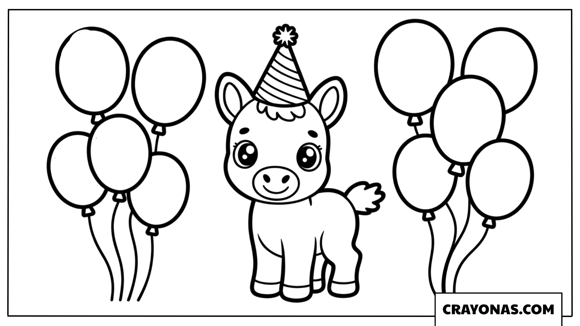 Foal at Birthday Party Coloring Page