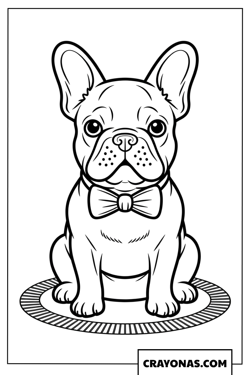 French Bulldog with Bow Tie Coloring Page