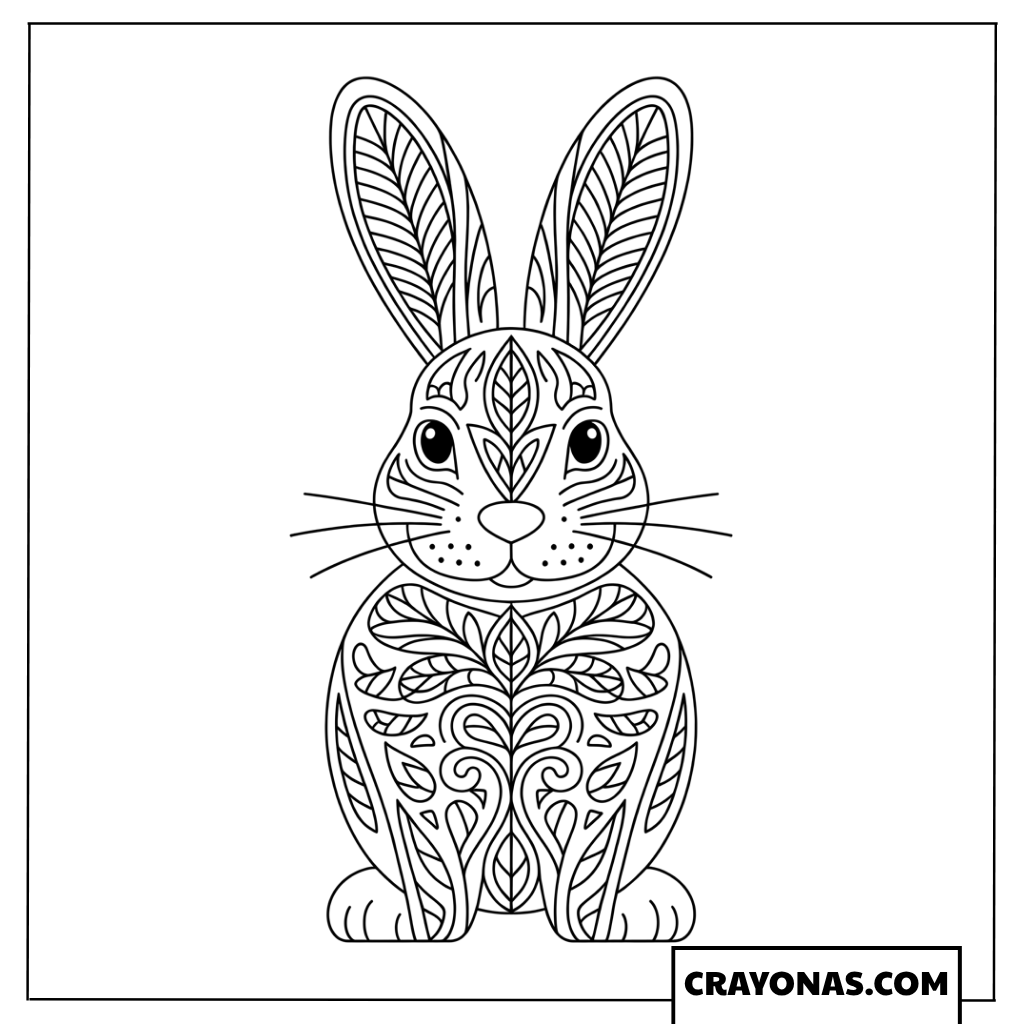 Full Body Bunny Mandala Coloring Page
