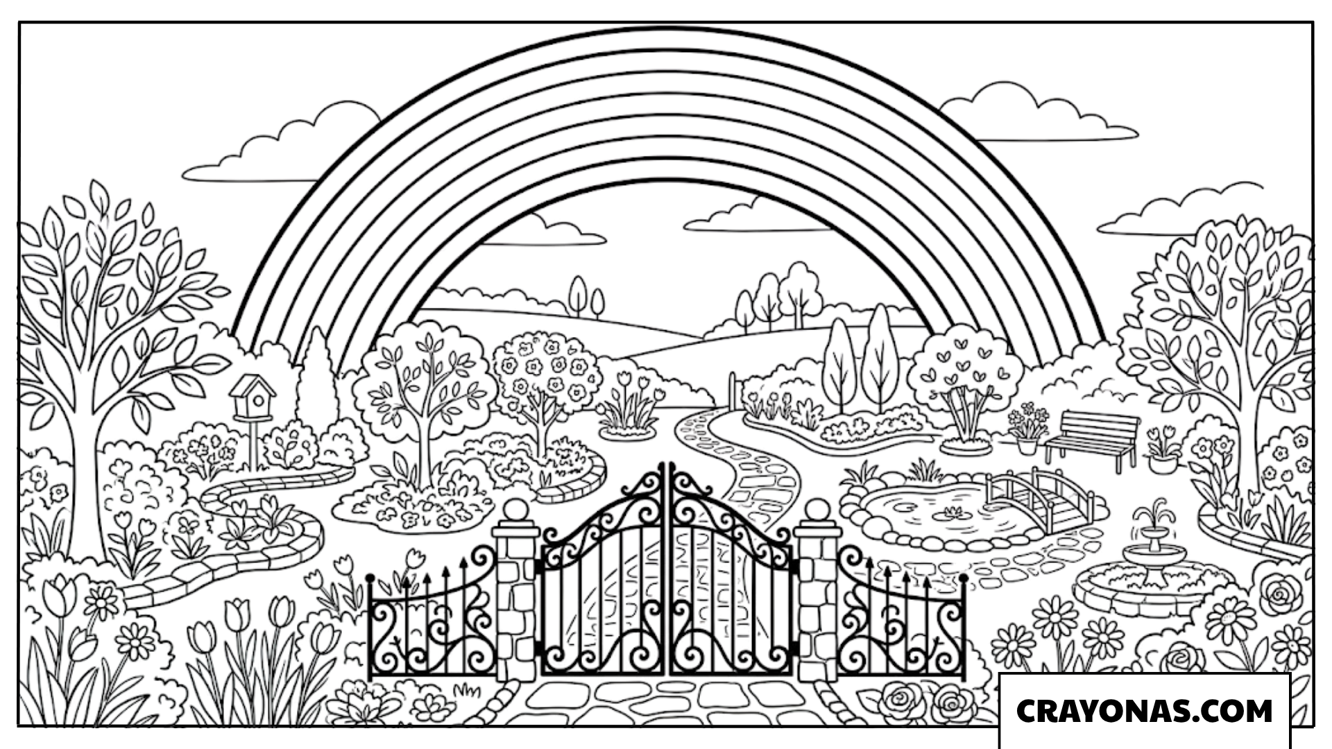 Garden Rainbow Coloring Page