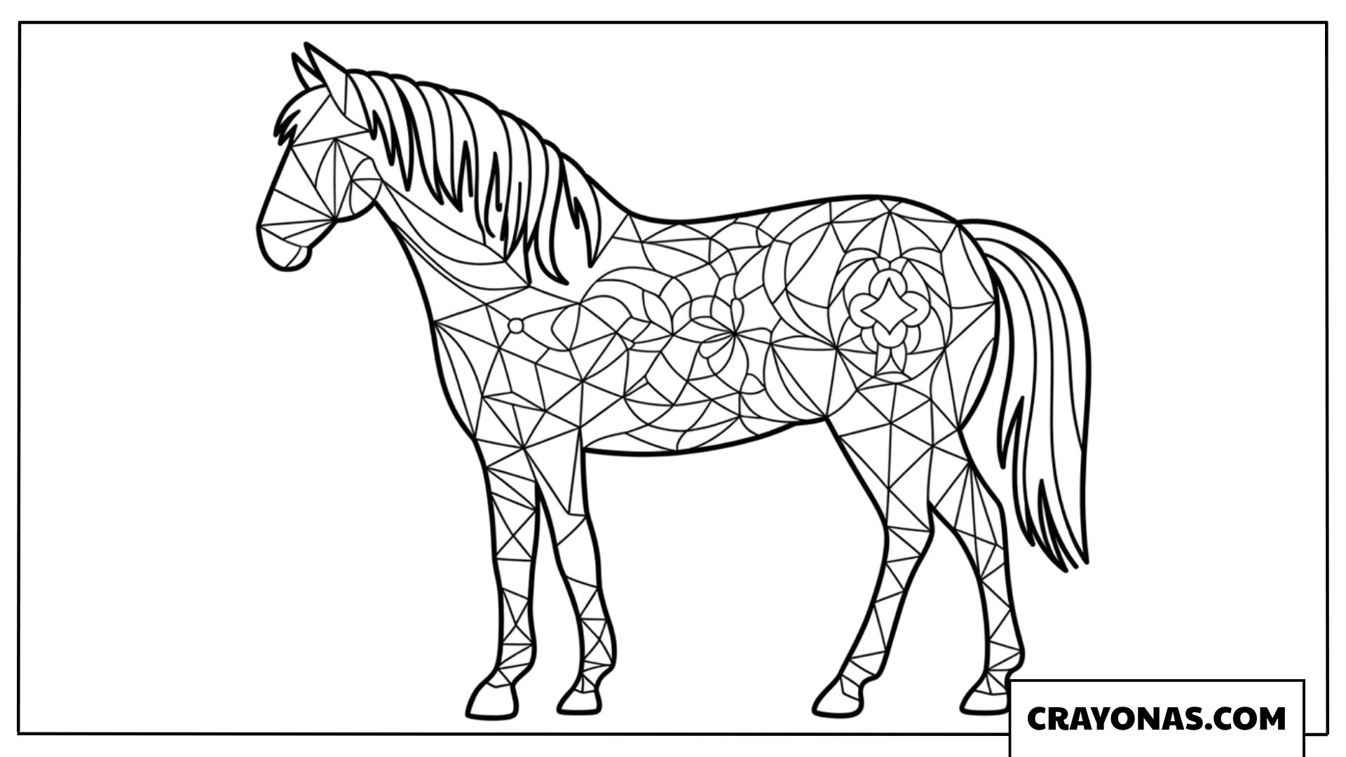 Geometric Mandala Horse Coloring Page