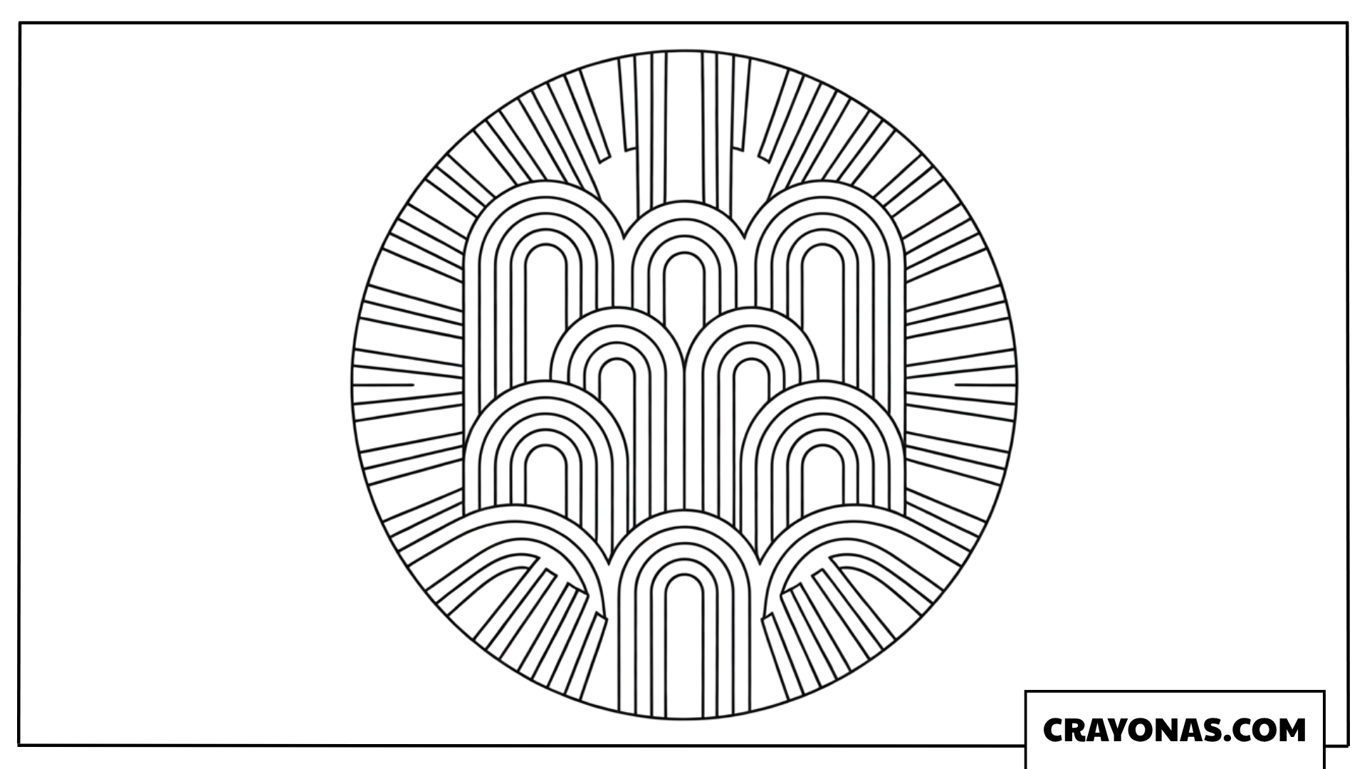 Geometric Rainbow Mandala Coloring Page