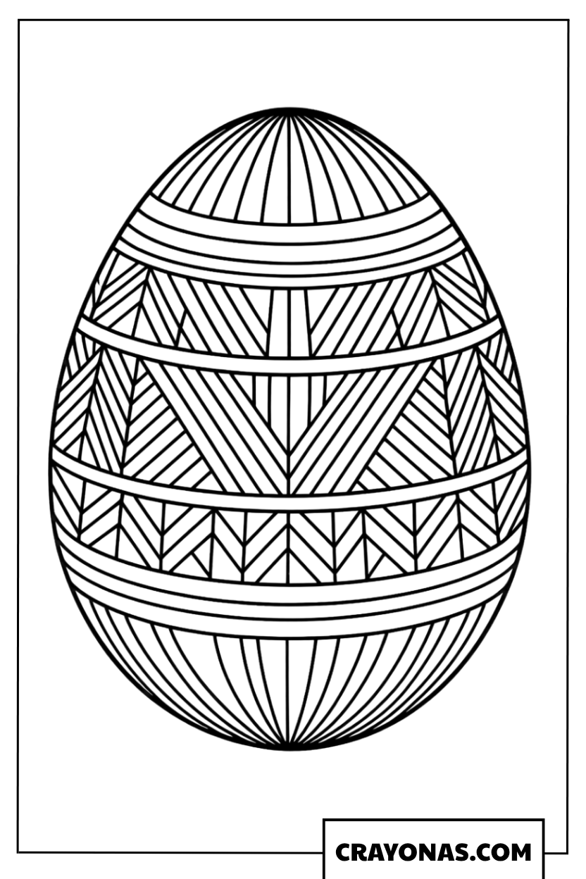 Geometric Striped Easter Egg Coloring Page