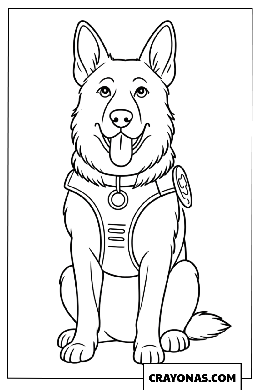 German Shepherd Police Dog Coloring Page