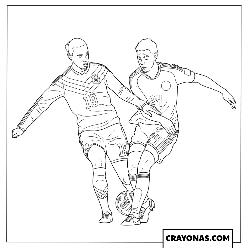 German Striker Shielding Ball Coloring Page