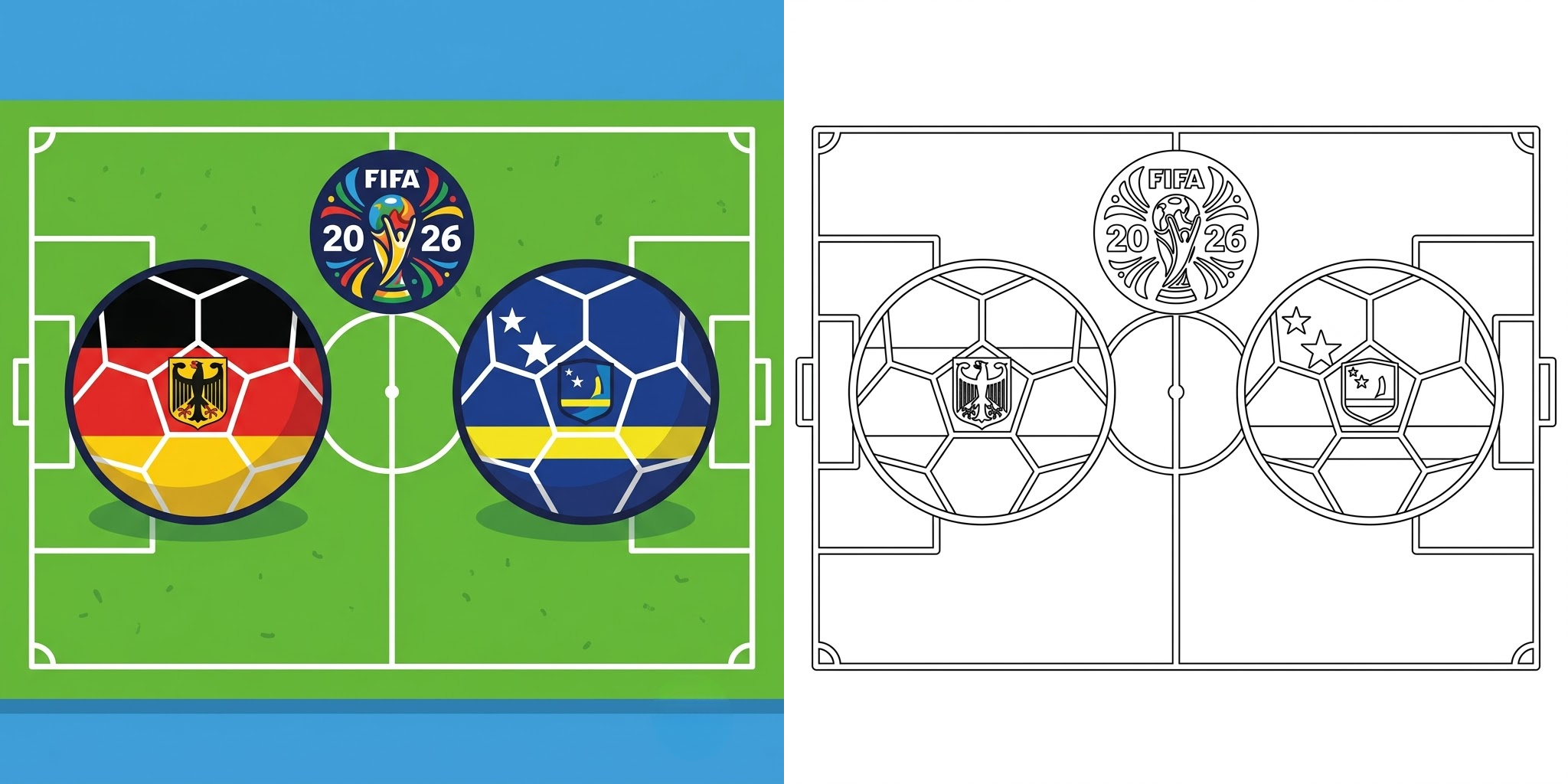 Germany vs Curacao World Cup 2026 Coloring Pages ft - Germany vs Curacao World Cup 2026 Coloring Pages ft