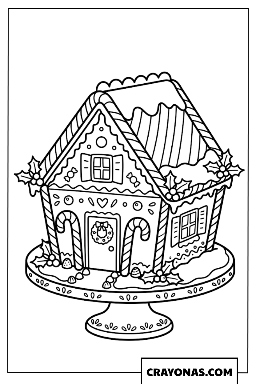 Gingerbread House Cake Coloring Page