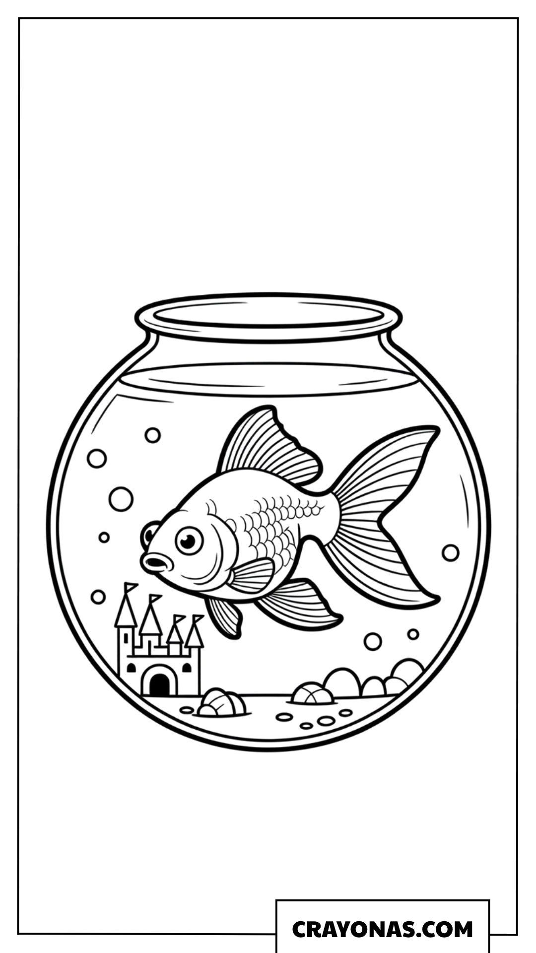 Goldfish in Fishbowl Coloring Page