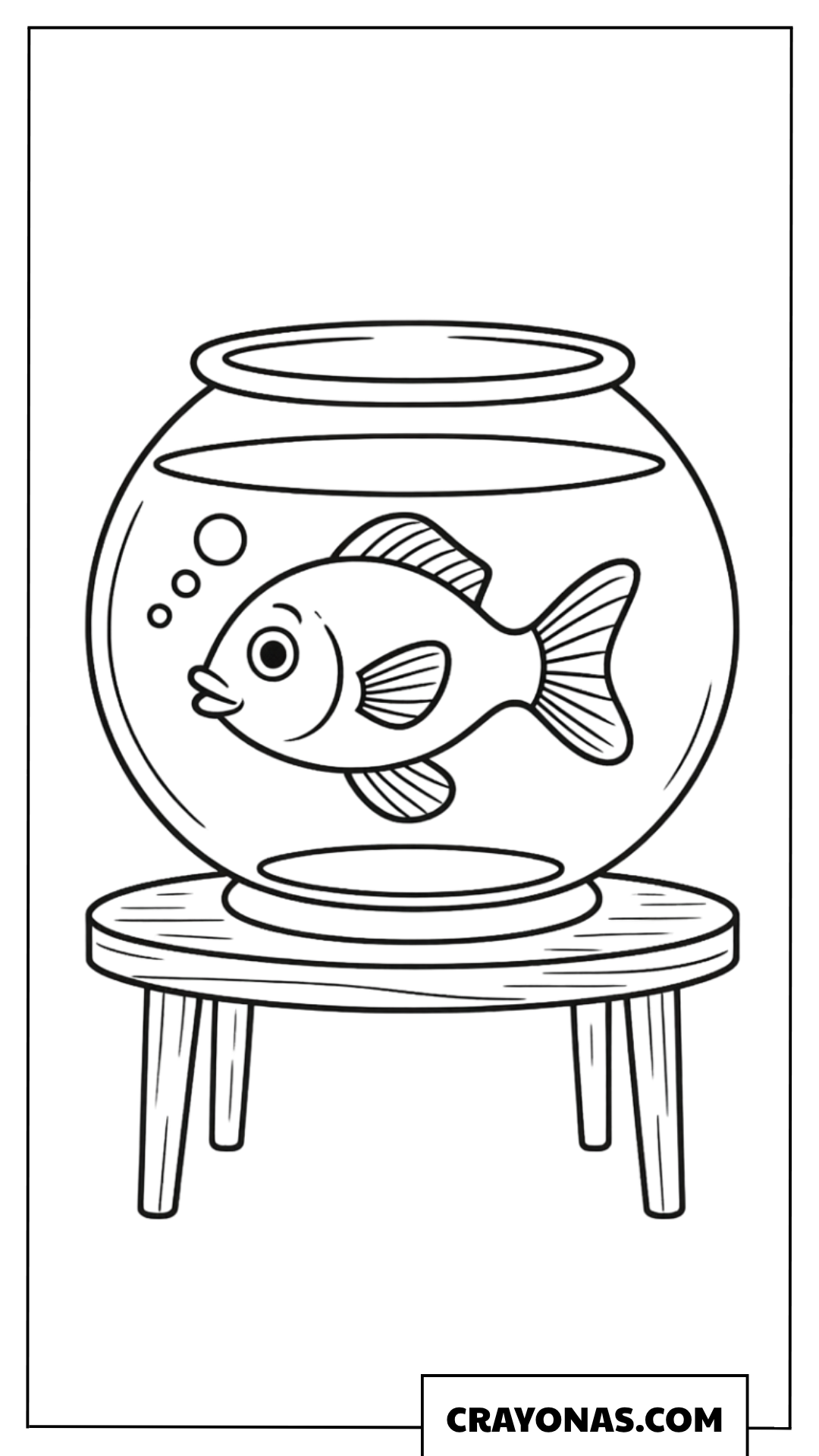 Goldfish on Table Bowl Coloring Page
