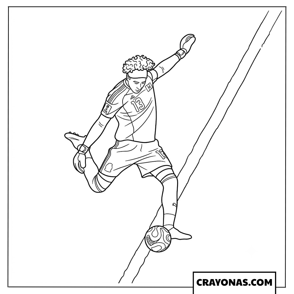Guillermo Ochoa Long Goal Kick Coloring Page