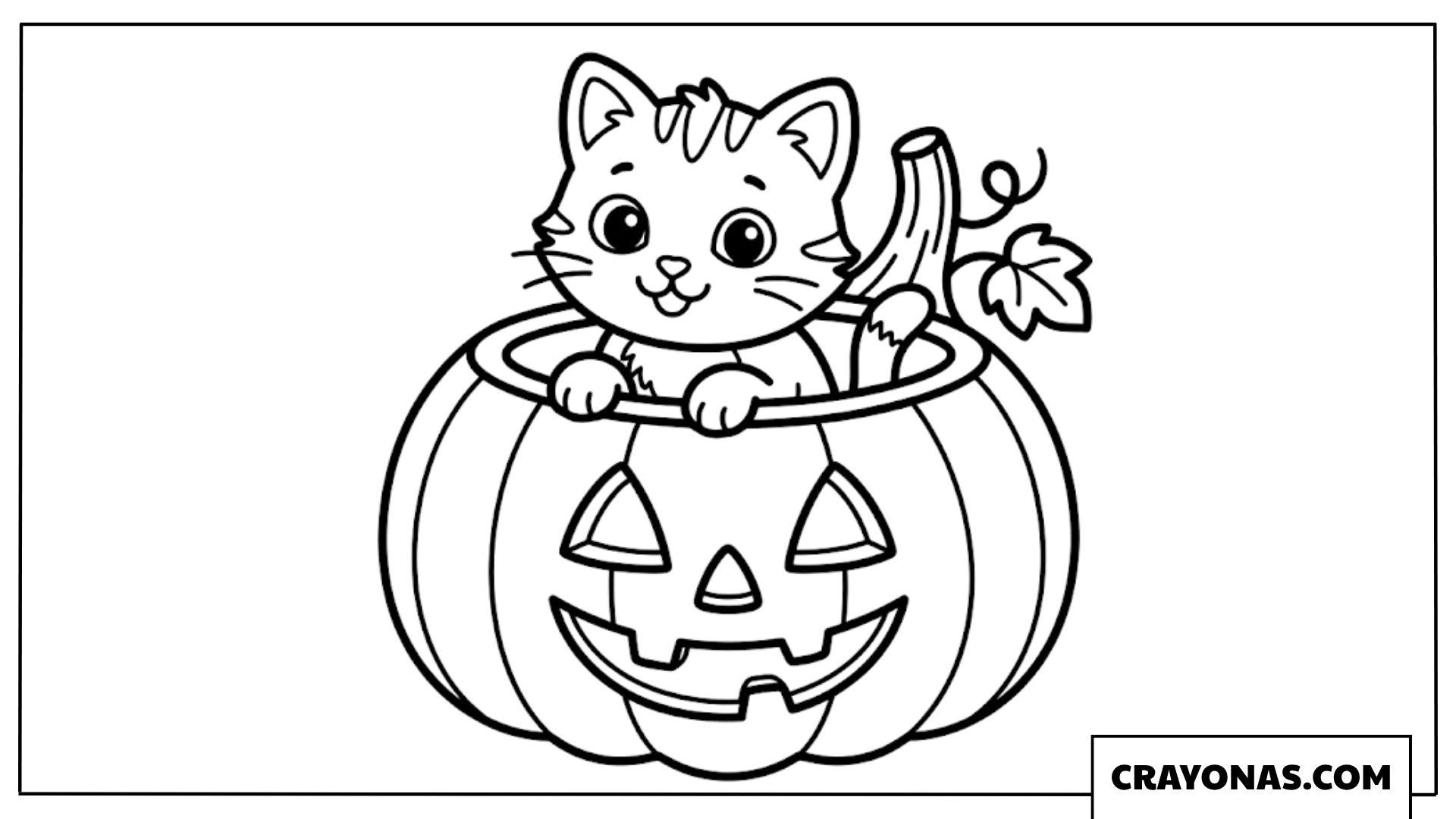 Halloween Cat in Pumpkin Coloring Page