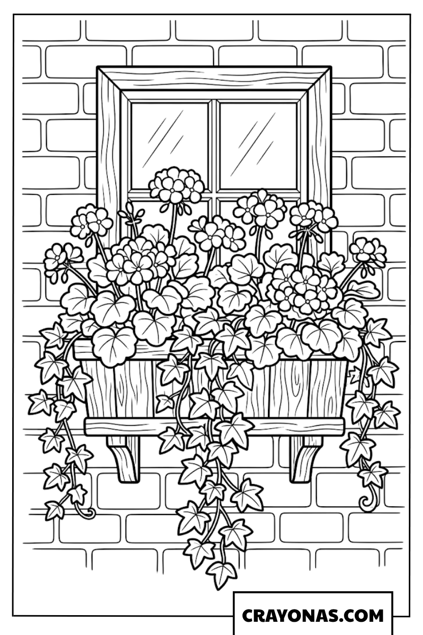 Hanging Flower Basket Coloring Page