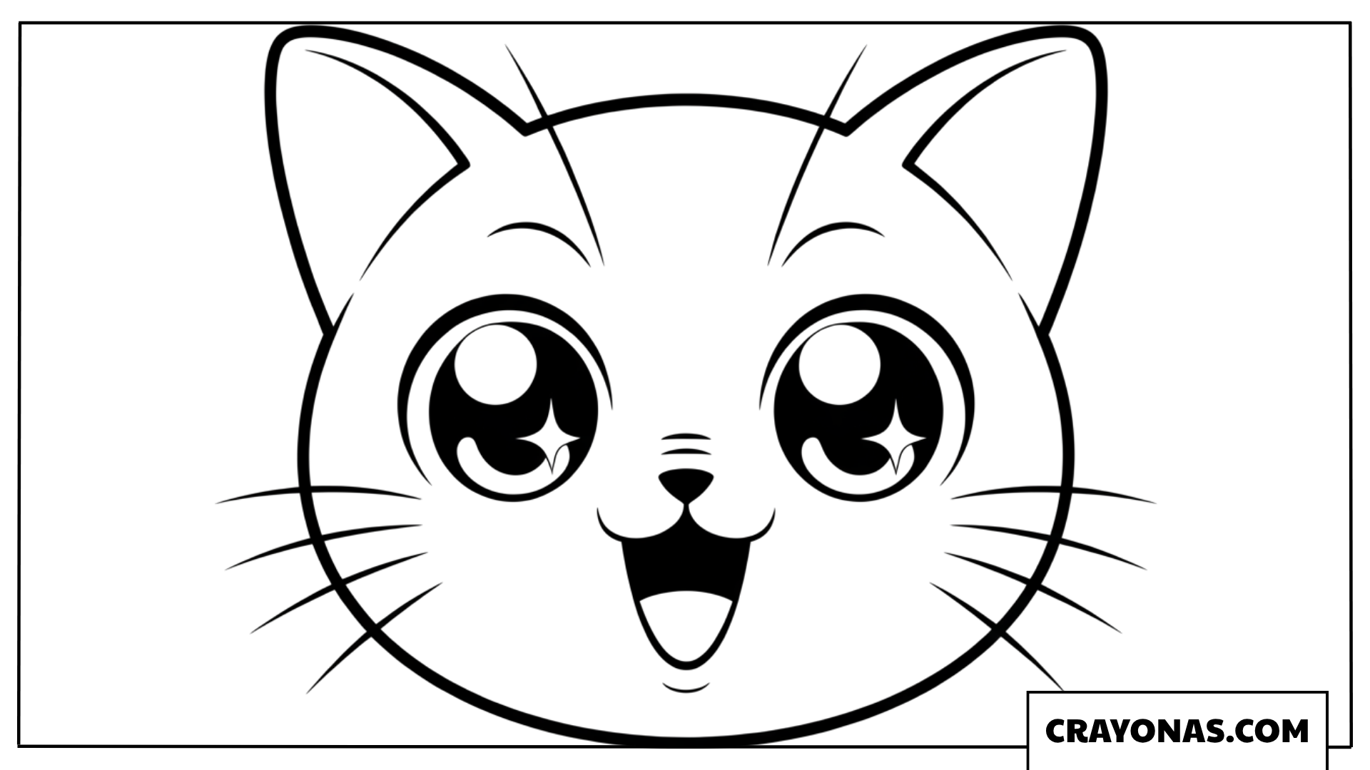 Happy Anime Cat Face Coloring Page