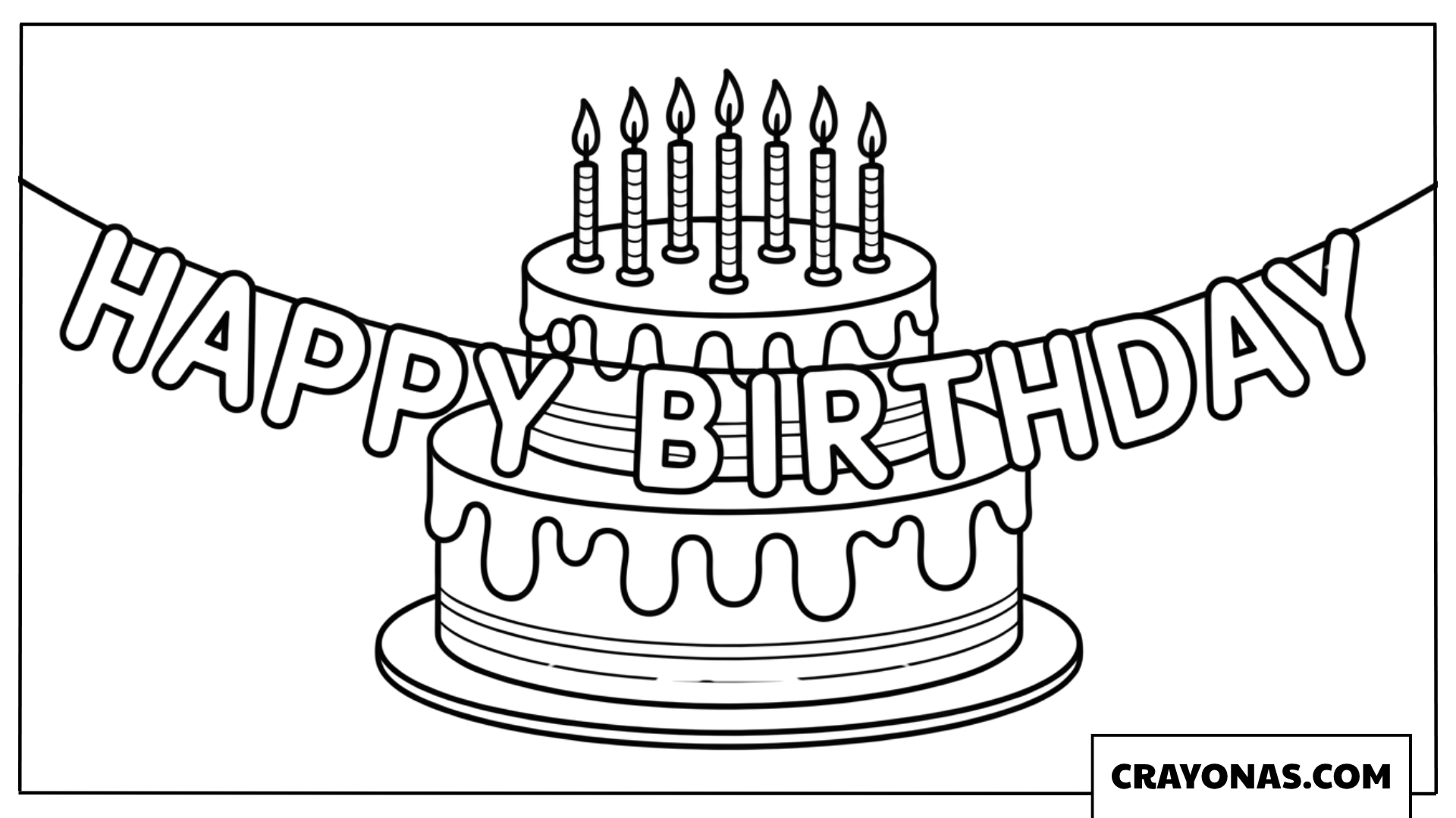 Happy Birthday Cake Coloring Page