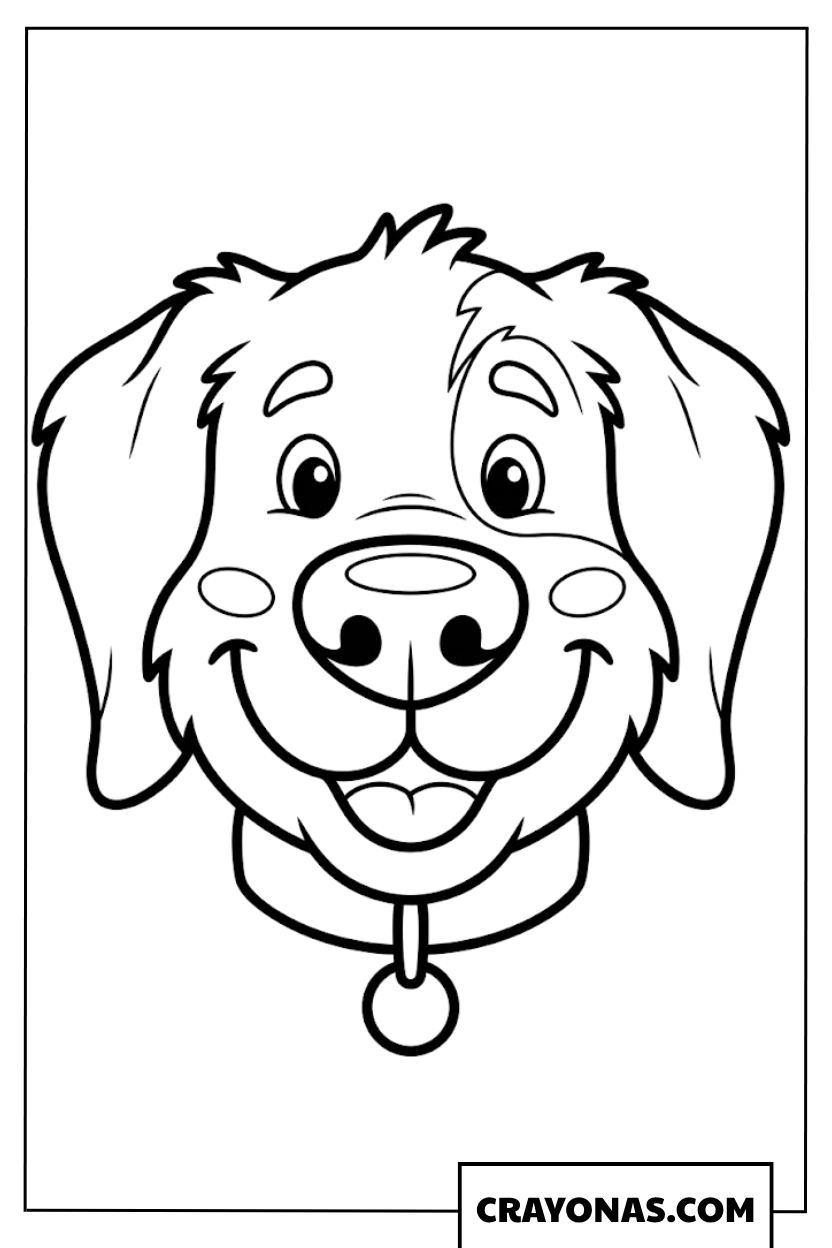 Happy Dog Face Close Up Coloring Page