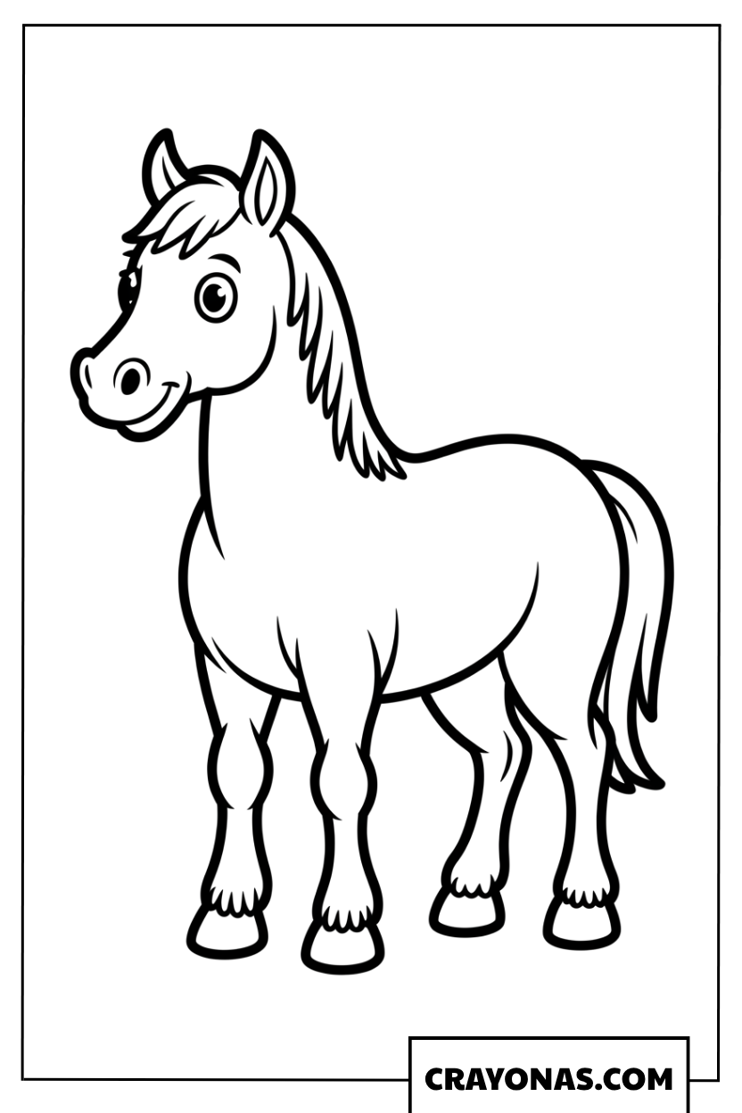 Happy Horse Portrait Coloring Page