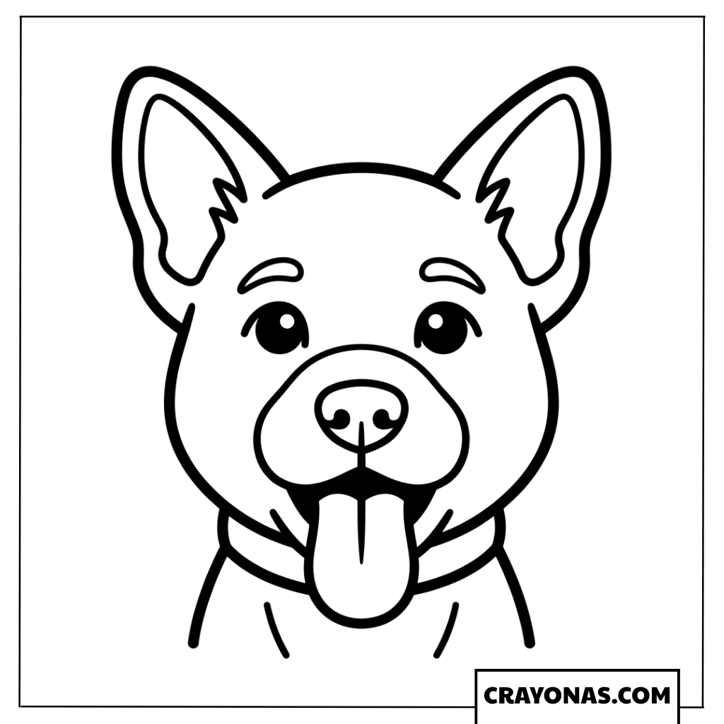 Happy Puppy Face with Tongue Out Coloring Page