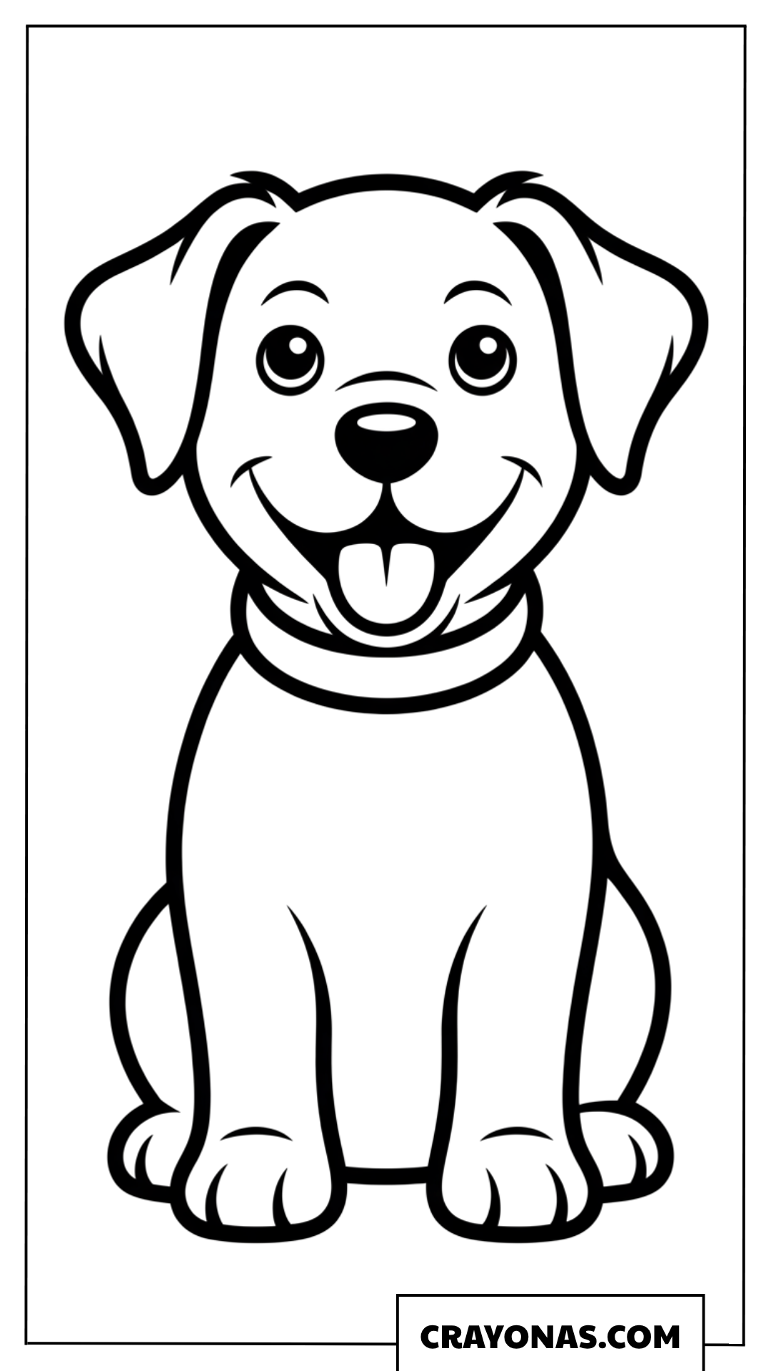 Happy Puppy with Tongue Out Coloring Page