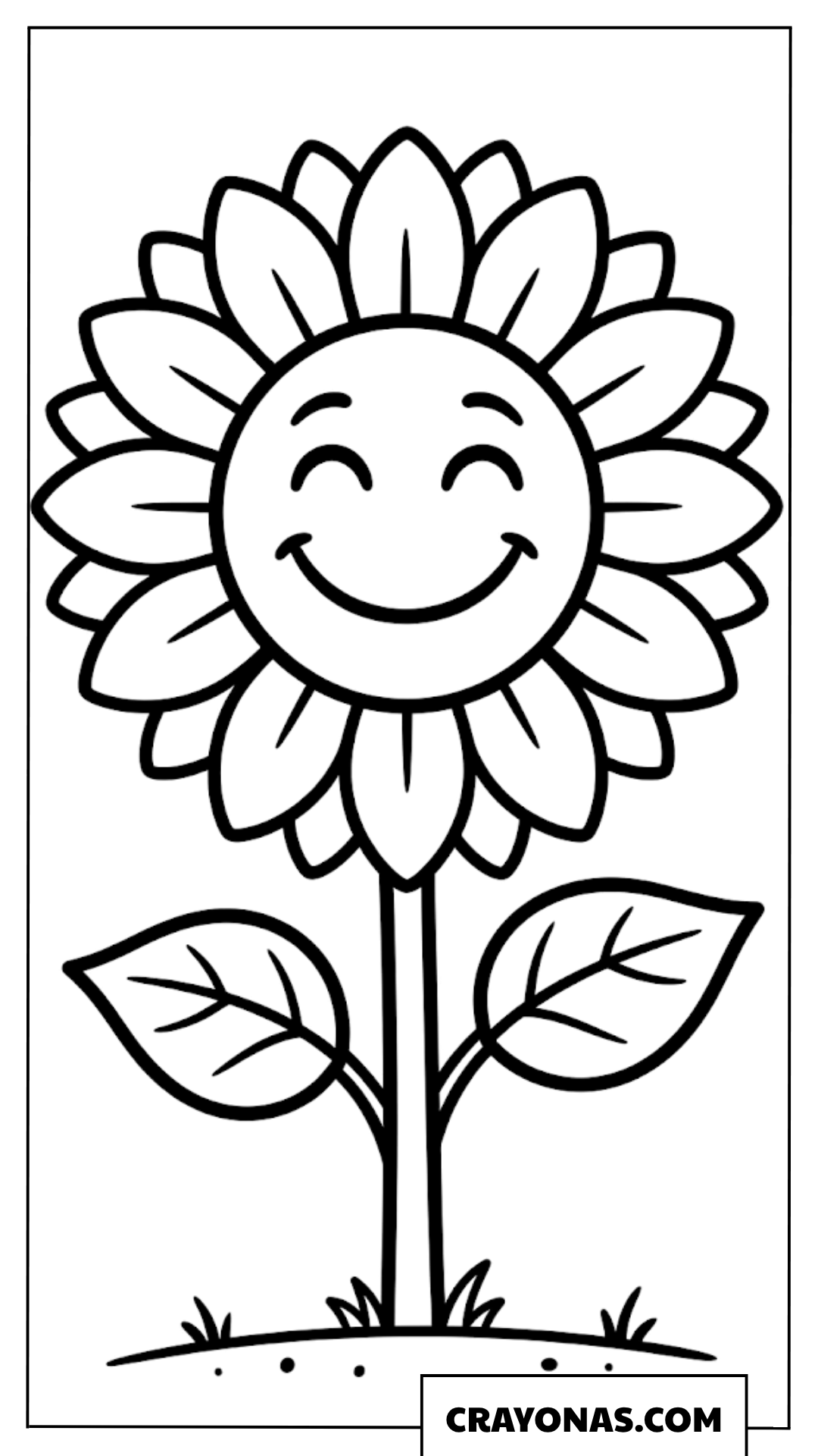 Happy Smiling Sunflower Coloring Page