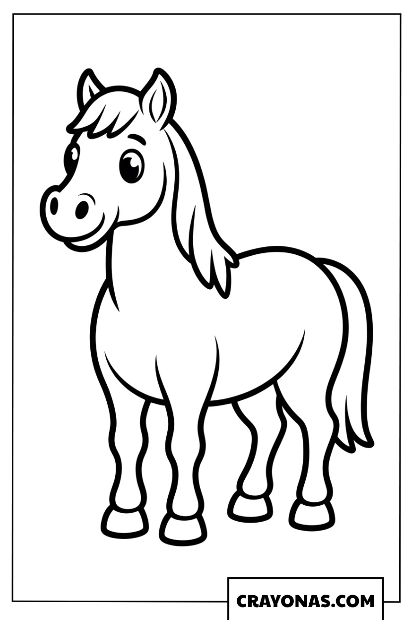 Happy Standing Horse Coloring Page
