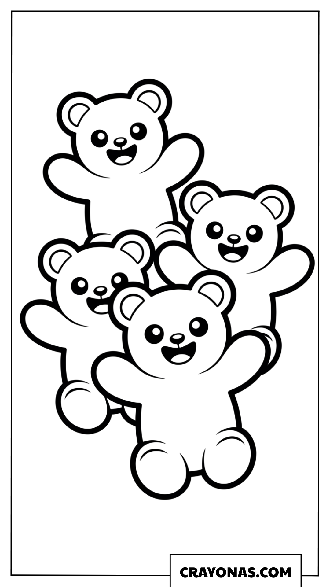 Happy Teddy Bear Gummies Coloring Page