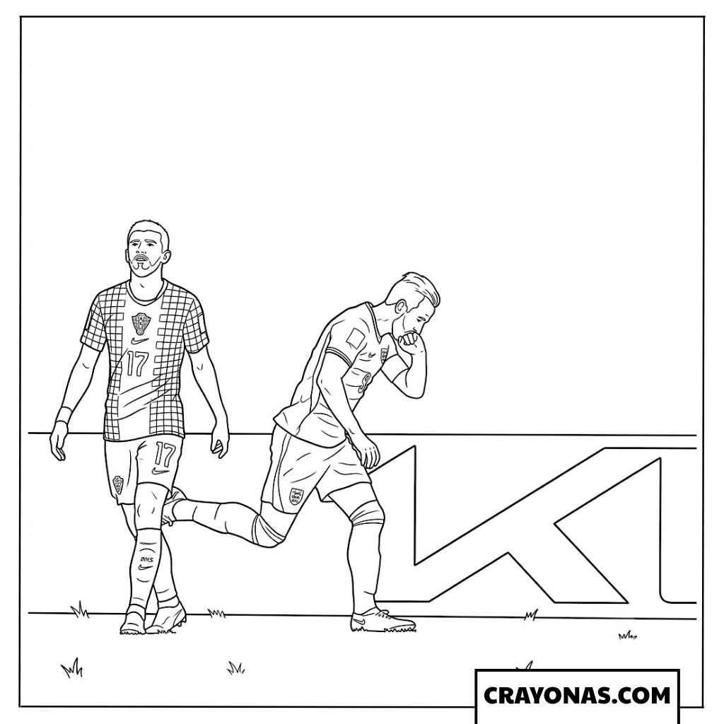 Harry Kane Header Goal England vs Croatia World Cup 2026 Coloring Page