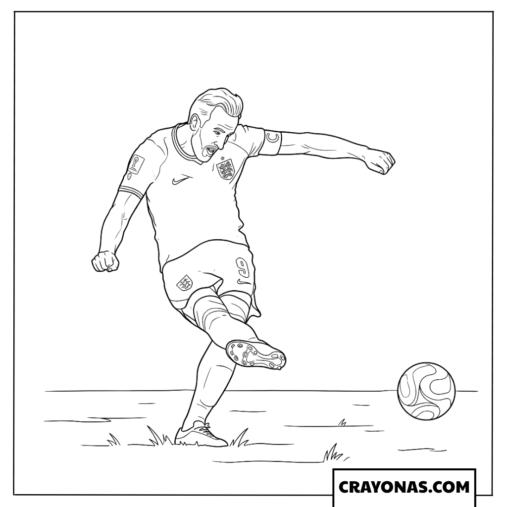 Harry Kane Shooting England vs Croatia World Cup 2026 Coloring Page