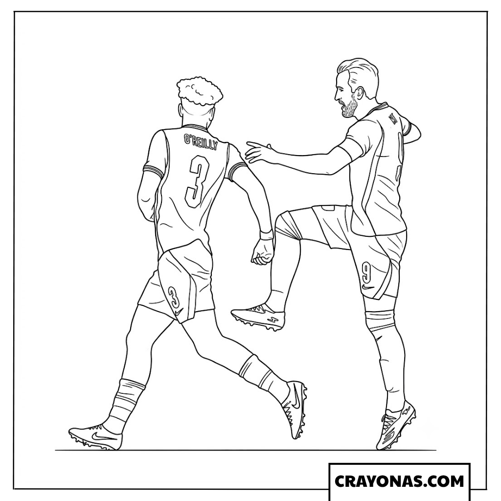 Harry Kane and Callum OReilly Goal Celebration England vs Croatia World Cup 2026 Coloring Page
