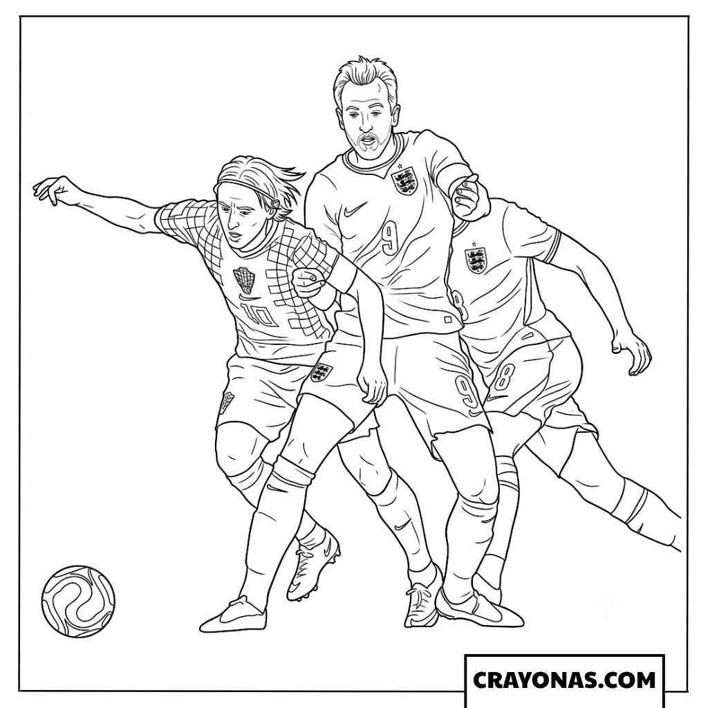 Harry Kane vs Luka Modric England vs Croatia World Cup 2026 Coloring Page