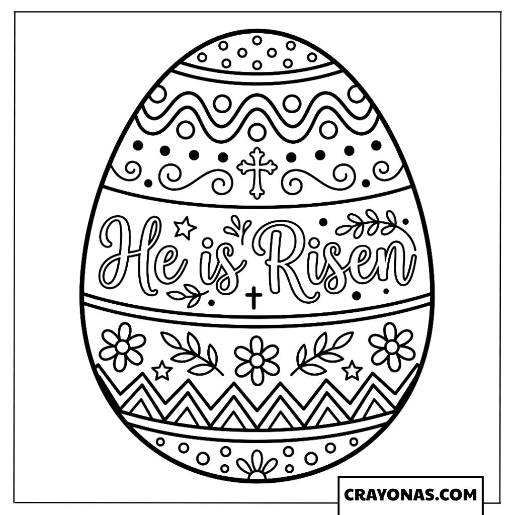 He Is Risen Easter Egg Coloring Page