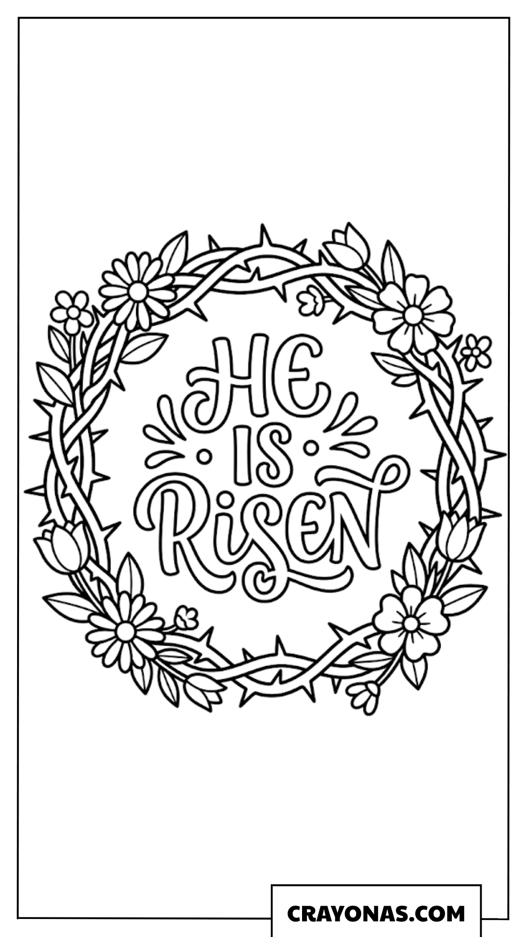 He Is Risen Floral Wreath Easter Coloring Page