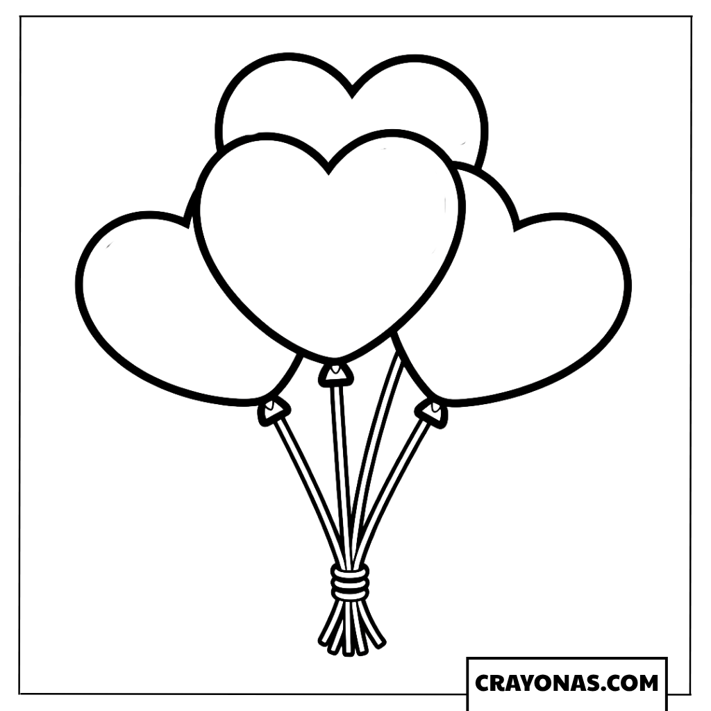 Heart Balloons Bunch Coloring Page
