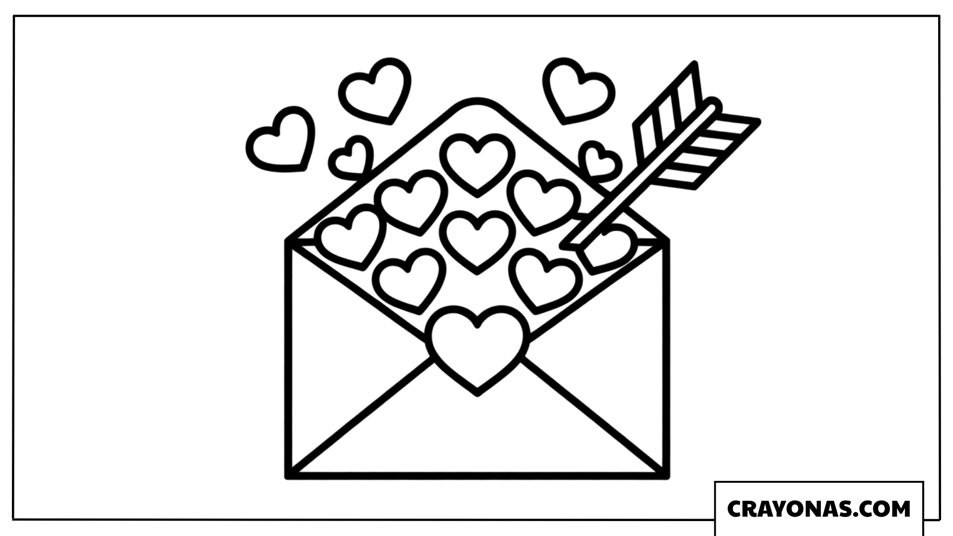 Heart Envelope with Arrows Coloring Page