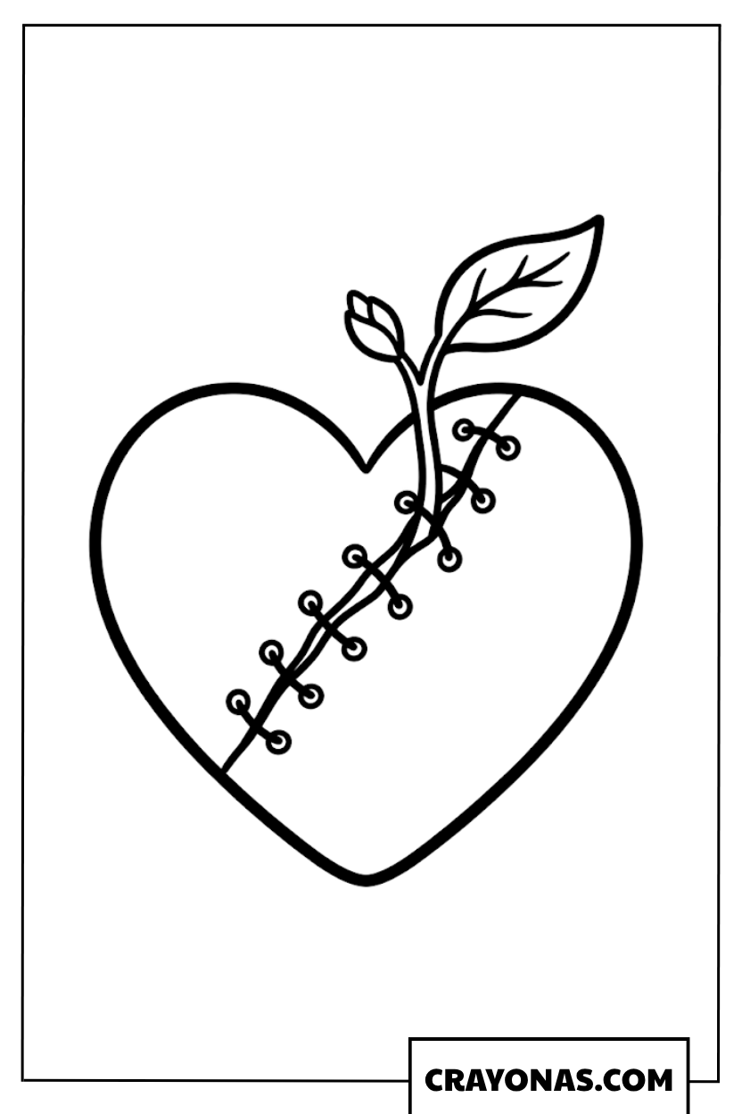 Heart Growing New Leaves Coloring Page