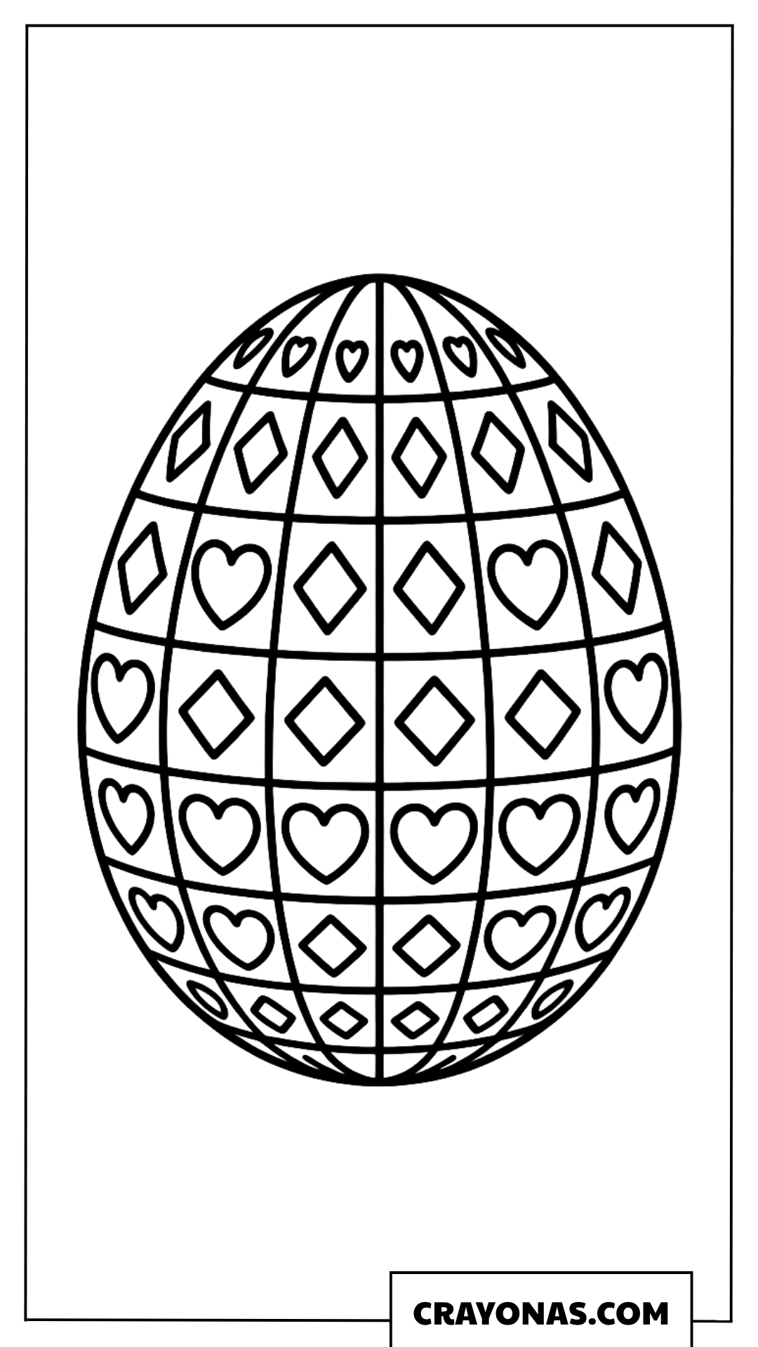 Heart Pattern Easter Egg Coloring Page