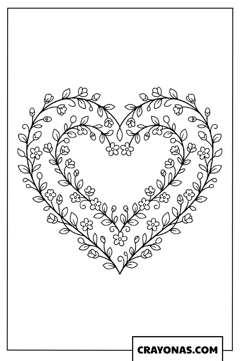 Heart Vine Wreath Coloring Page