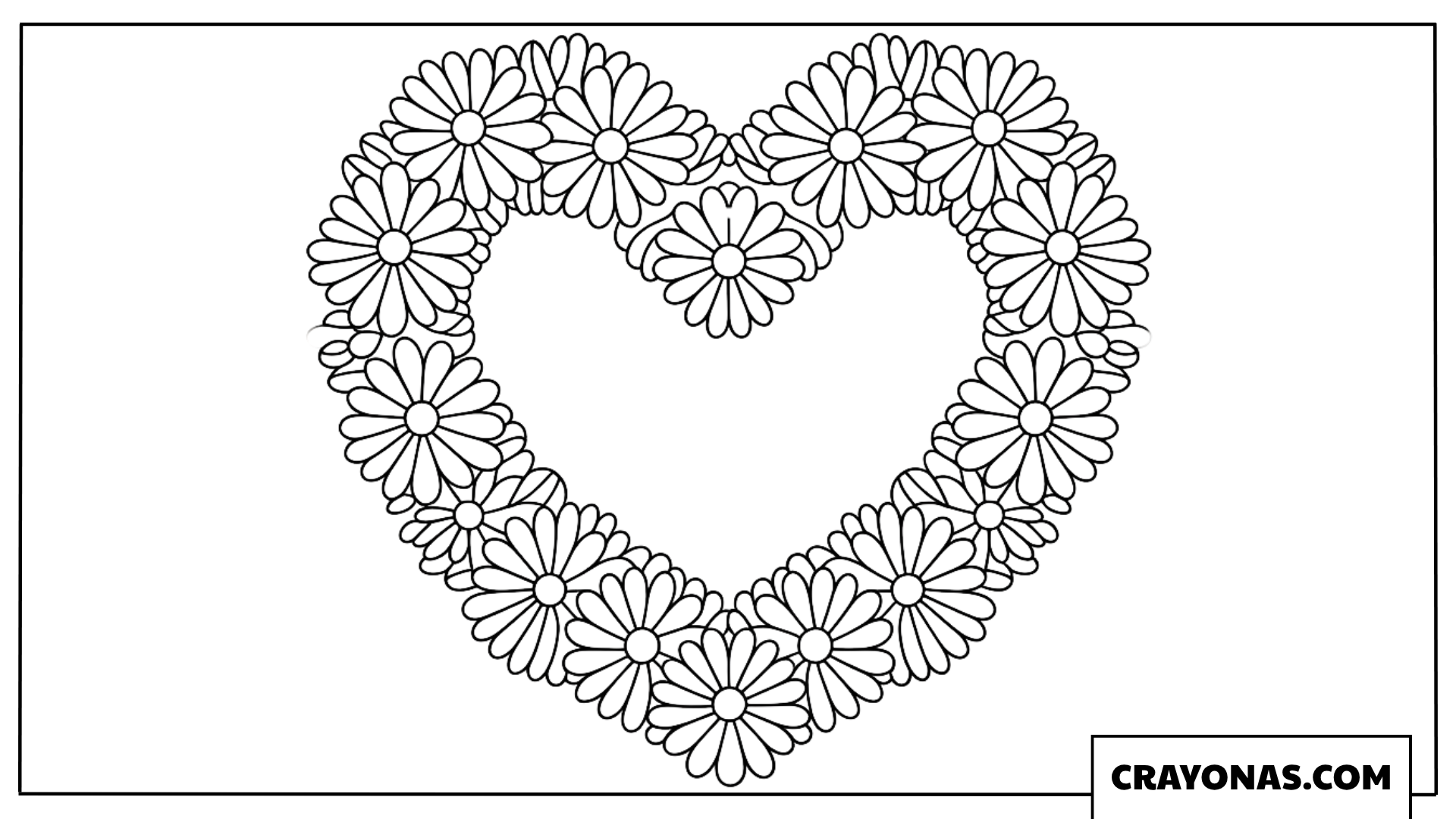 Heart Wreath with Daisies Coloring Page