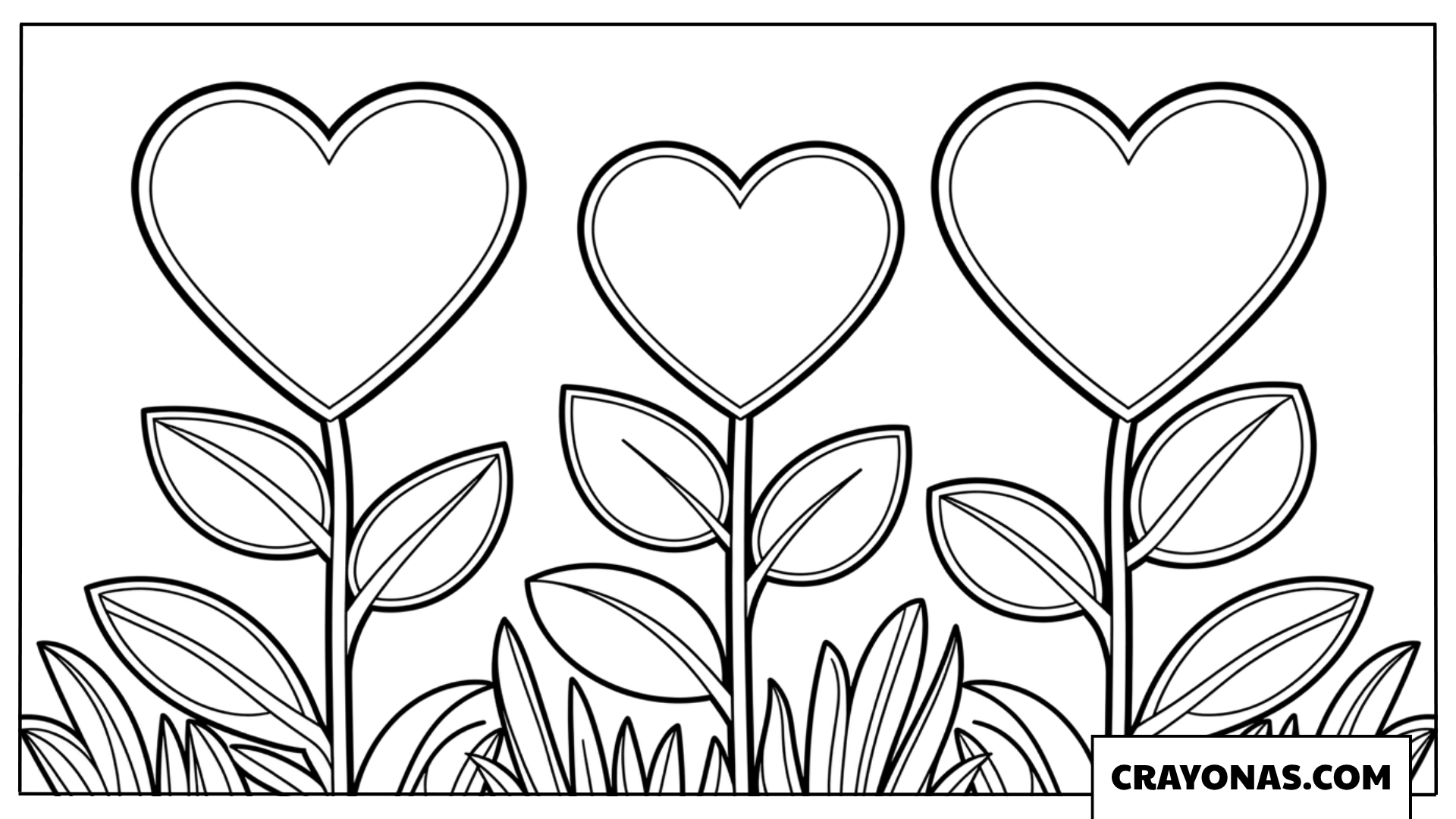 Hearts Growing Like Flowers Coloring Page