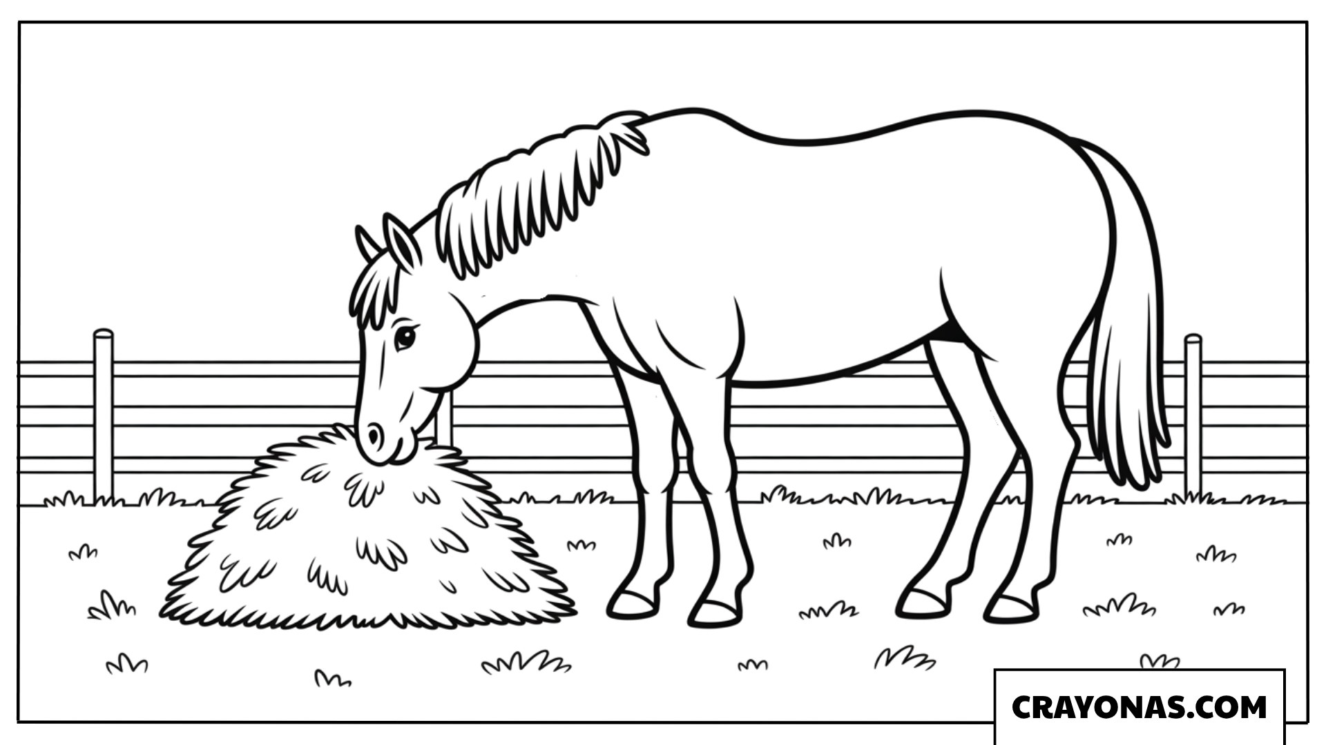 Horse Eating Hay Coloring Page